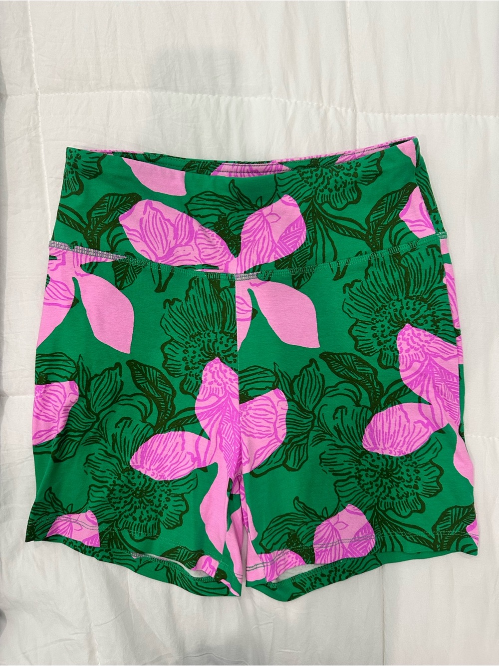 Lilly Pulitzer Pink Floral on Green Bike Shorts
